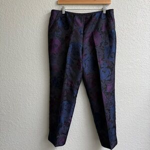 NWT Talbots Cocktail Pants Floral Jacquard Cropped Flat Front Evening Size 12P